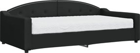 vidaXL fekete szövet kanapéágy matraccal 100 x 200 cm