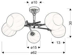 Csillár rúdon RAUL 5xE14/40W/230V