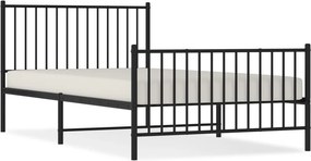 vidaXL fekete fém ágykeret fej- és lábtámlával 107 x 203 cm