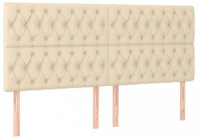 krémszínű szövet LED-es fejtámla 200x7x118/128 cm