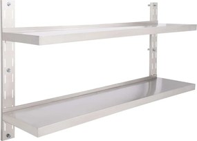 vidaXL kétszintes rozsdamentes acél falra szerelhető polc 150 x 30 cm