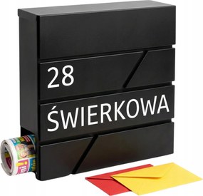 Postaláda Névvel Fekete Antracit Uv Nyomtatás