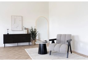 Kyoto komód 3 fiókkal, 2 ajtóval, tölgyfa furnér, füstölt, fekete fém lábakkal, 150x40x74 cm