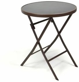 GARTHEN Kerti asztal összecsukható üveglappal barna