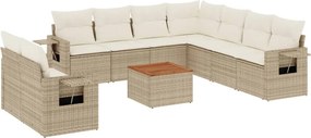 vidaXL 10 részes bézs polyrattan kerti ülőgarnitúra párnával