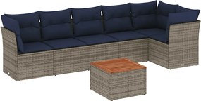 vidaXL 7 részes szürke polyrattan kerti ülőgarnitúra párnákkal