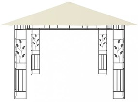 krémszínű pavilon szúnyoghálóval/LED fényfüzérrel 4x3x2,73 m