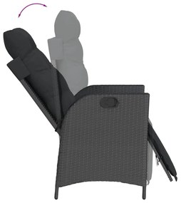7 részes fekete polyrattan kerti étkezőgarnitúra párnával