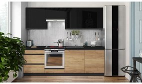 Konyhabútor MARINA 240 cm Craft tölgy/fényes fekete