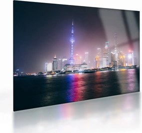 Éjszakai Shanghai képe (üvegen) (70x50 cm)