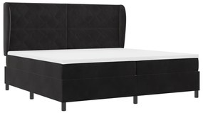 Boxspring Ágy Mattal Fekete 200x200 cm Bársony