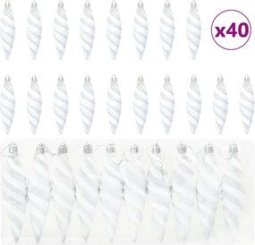 vidaXL Karácsonyi Spirális Alakú Gömb 40 pcs Fehér Műanyag