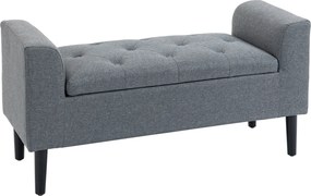 HOMCOM Tároló Pad, Kárpitozott Pad Vászonhatással, Fából készült Lábakkal, Terhelhetőség 130 kg-ig, Nappali, Hálószoba, Előszoba számára, 116 x 44 x 5