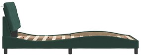 sötétzöld bársony ágykeret LED-világítással 90 x 200 cm
