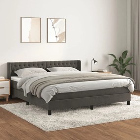 sötétszürke bársony rugós ágy matraccal 180x200 cm