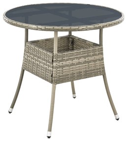 Juskys Rattan kerekasztal Yoro Ø80 cm - szürke