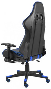 kék PVC forgó gamer szék lábtartóval