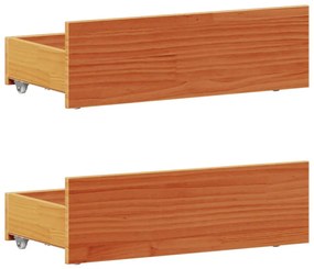 viaszbarna tömör fenyőfa ágy matrac nélkül fejtámlával 90x200cm