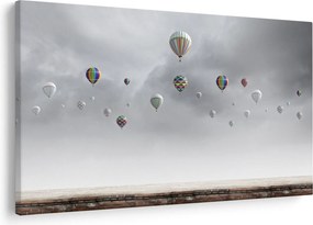 Kép - léggömbök egy téglafal felett (90x60 cm)