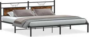 vidaXL füstös tölgy színű szerelt fa ágykeret matrac nélkül 200x200 cm