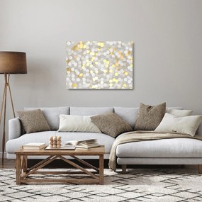 Kép - Arany és fehér hatszögek (üvegen) (70x50 cm)
