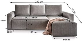 SMART COSARO krémszínű sarokkanapé,ágyazhaztó + 2 db AJÁNDÉK párnával