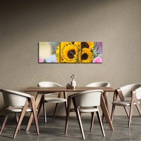 Napraforgós esküvői csokor képe (órával) (90x30 cm)