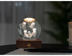 Natúr színű LED asztali lámpa üveg búrával (magasság 8 cm) Amber – Gingko