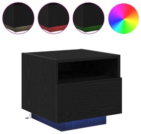 Éjjeli szekrények LED világítással 2 db Fekete tölgy 40x39x37 cm