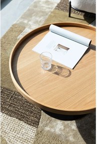 Natúr színű kerek dohányzóasztal tölgyfa dekoros asztallappal ø 70 cm Yuri L – White Label