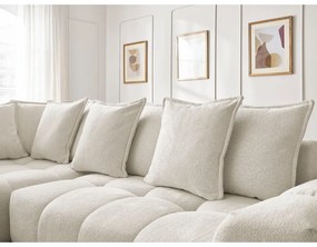 Fehér zsenília kinyitható-tárolóhelyes sarokkanapé (bal oldali-L alakú) Everest – Bobochic Paris