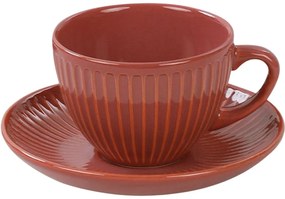 6 darab kerámia csésze és csészealj szett Linea210 ml, narancssárga