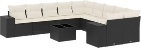vidaXL 11 részes fekete polyrattan kerti ülőgarnitúra párnákkal