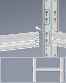 Nagy Teherbírású Tároló Polcok, 2 db-os, Garázs Polcrendszer, 40 x 90 x 180 cm, Ezüst