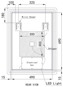 Álló fürdőszobai LED tükör 60x80cm | Páramentesítő - Óra - Fényerő és színhőmérséklet szabályozás | Welland Type20V