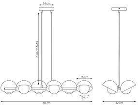 BOOM elegáns kábeles csillár, 6× G9 foglalat, 8 W/izzónként, 230 V, bézs