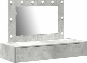vidaXL Öltözködőasztal tükör lámpákkal Szürke 100 x 40 x 70 cm Faanyag