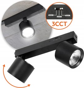 Reflektor mágneses sínre Led lámpatest 2x7W 24 3CCT fekete