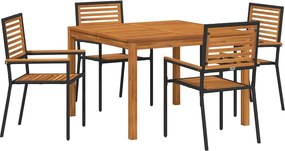 vidaXL Kert étkező szett 5 pcs Fekete Tömör Akácfa