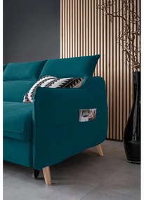 Türkiz bársony kinyitható sarokkanapé (bal oldali) Sweet Harmony – Miuform