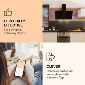 Klarstein Aurora 90 Smart, páraelszívó, 90 cm, 550 m³/ó, kéményes páraelszívó, háttérvilágítás, A++