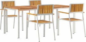 vidaXL Kültéri étkező szett 5 pcs Barna Tömör Akácfa