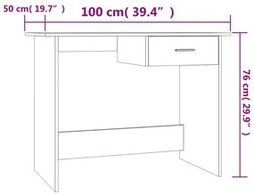 füstös tölgy színű szerelt fa íróasztal 100 x 50 x 76 cm