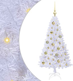 vidaXL Mű karácsonyfa 150 LED-del állvánnyal Fehér 120 cm PVC és Acél