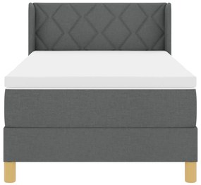 Boxspring ágy matraccal, sötétszürke, 90 x 200 cm, textil