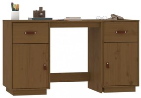 vidaXL mézbarna tömör fenyőfa íróasztal szekrényekkel 135 x 50 x 75 cm