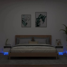 2 db fehér éjjeliszekrény LED-világítással 40 x 39 x 37 cm