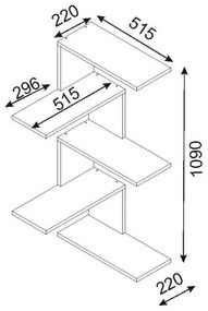 Sarki fali polc CANIKO 109x51,5 cm fehér