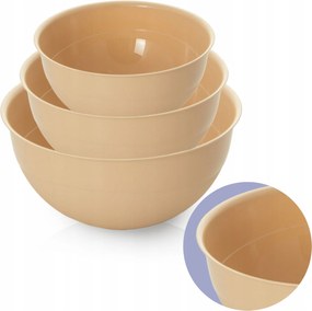 Műanyag Konyhai Tál Kerek Tál Szett 3 Db-os Tál Bézs