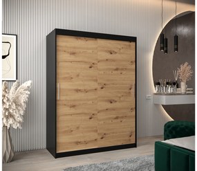 Ruhásszekrény 150 cm Toki (matt fekete + artisan tölgy). 1064823